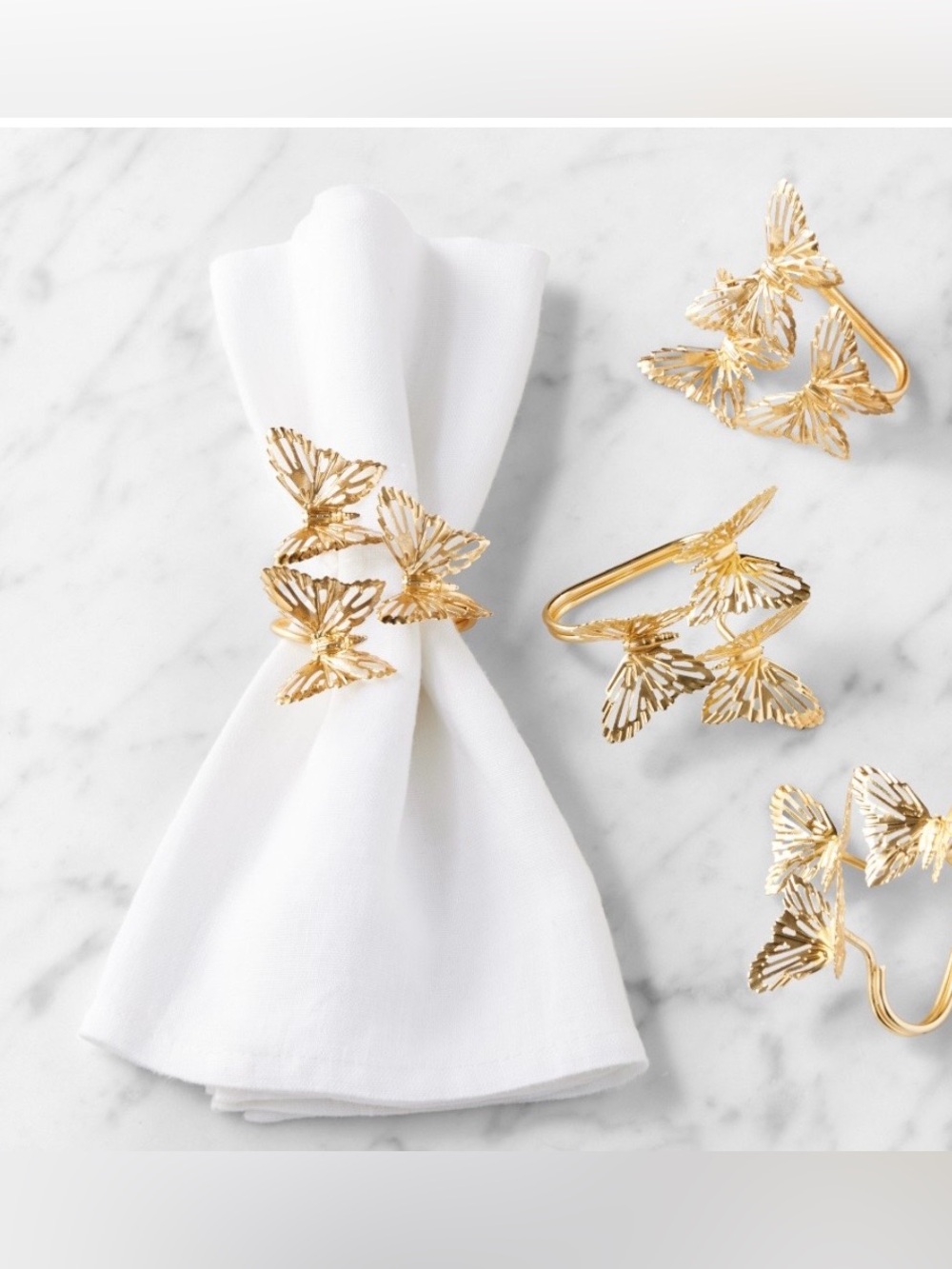 New With Tags In Box Williams Sonoma x Kim Seybert Monarch Napkin Rings, Set of